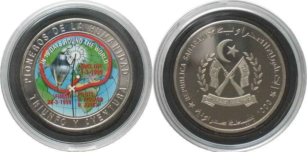 1999 SAHARAWI ARAB D.R. 1000 Pesetas 1999 PICCARD & JONES Cu-Ni SCARCE! Proof