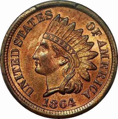 Indian Cent, 1864, Bronze, 1¢, MS64 RB, PCGS/CAC