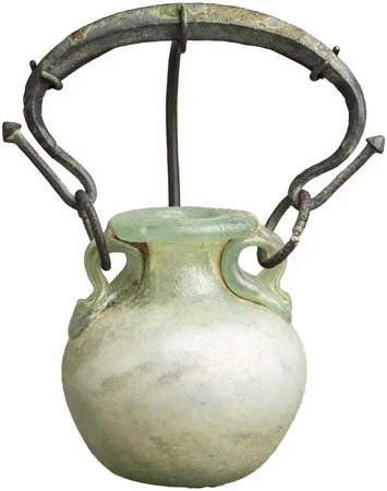 Roman Glass with Original Bronze Handle