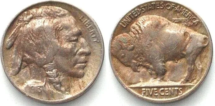 1913 US 1913 Type 2 Buffalo Nickel 5 Cents VF+