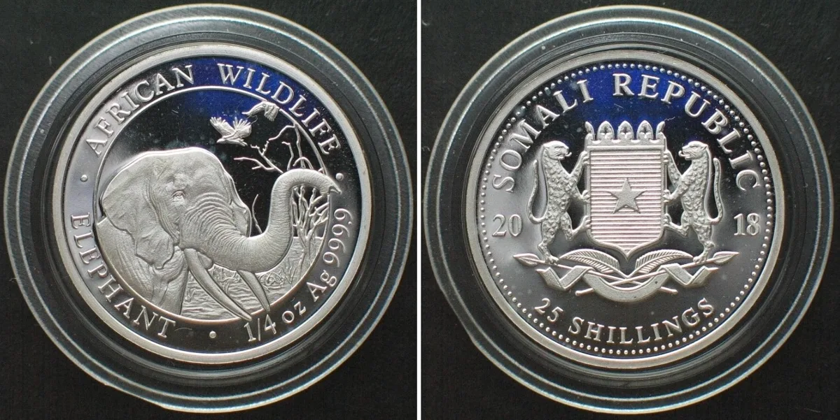 2018 SOMALIA 25 Shillings 2018 Elephant AFRICAN WILDLIFE silver 1/4 oz RARE! Proof