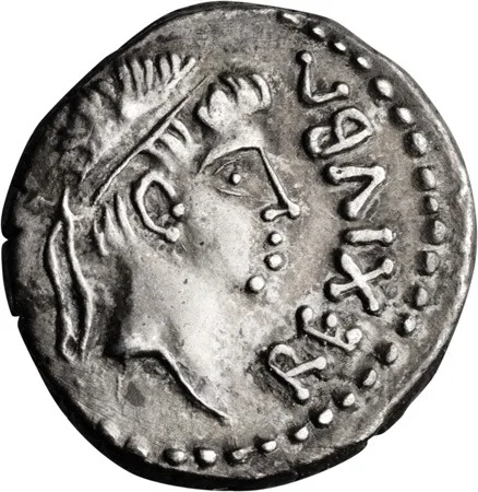 Mauretania, Juba II with Cleopatra Selene II. Denarius