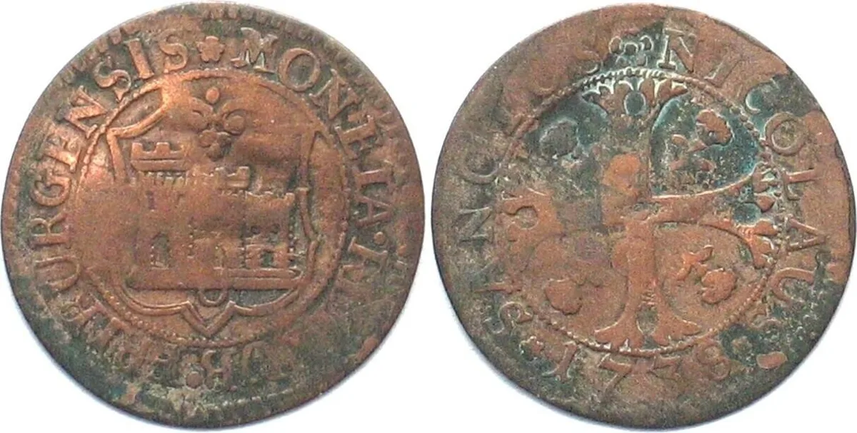 1738 Swiss Cantons FRIBOURG 1/2 Batzen 1738 billon VF