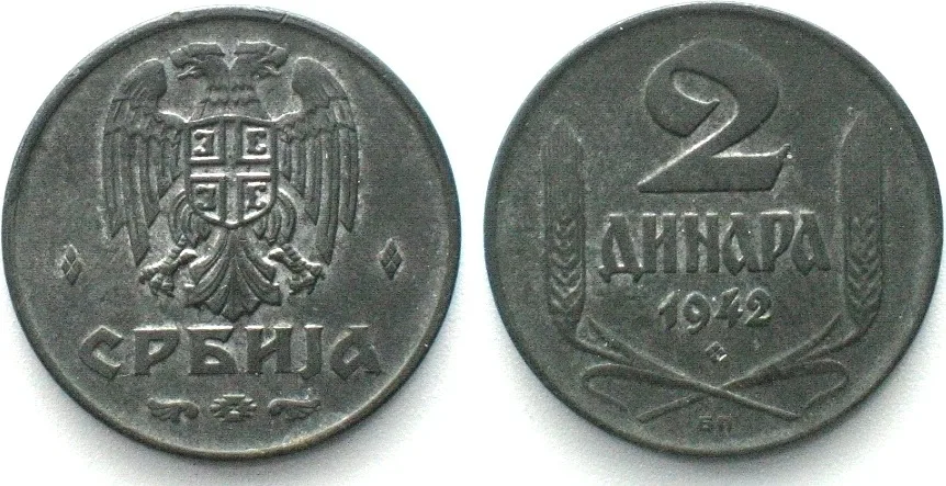 1942 SERBIEN 2 Dinara 1942 zinc UNC-!