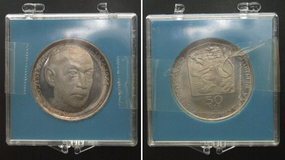 1974 CZECHOSLOVAKIA 50 Korun 1974 JANKO JESENSKY silver Proof