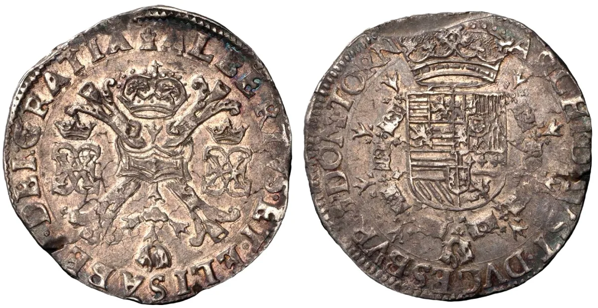 1612-1622 Lordship of Tournai, Albert VII & Isabella, Patagon in EF toned and scarce