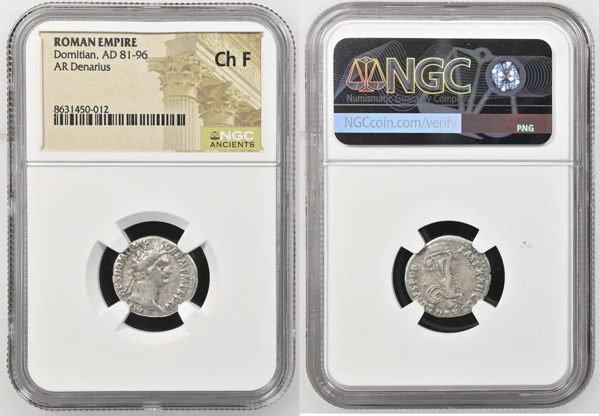 Denarius 81-96 AD Domitian Ch F