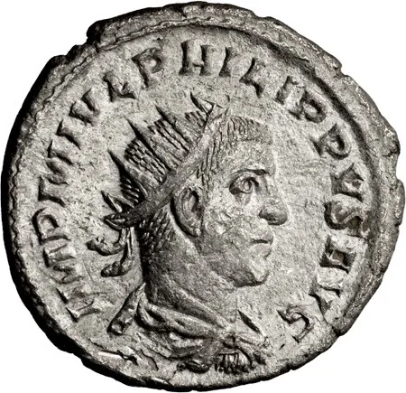 Philip II as Augustus. AE 11 "Antoninianus"