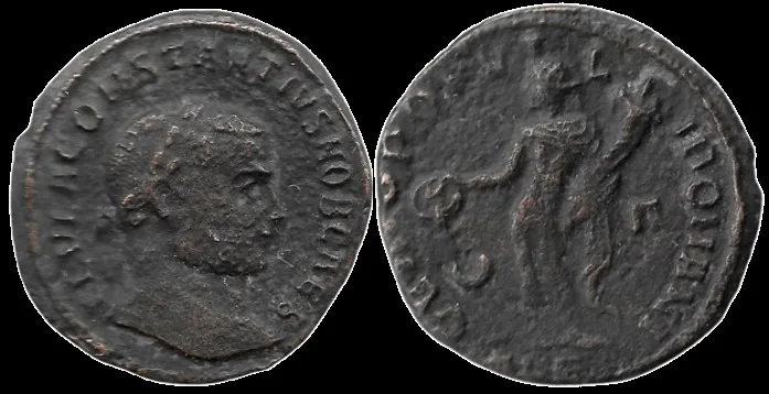CONSTANTIUS I CHLORUS AE 2.9gm 24.8mm large follis. Alexandria mint, aVF