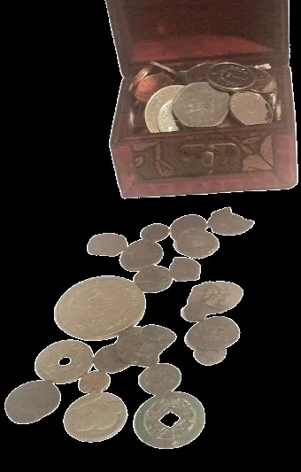 Treasure Box over 120+ Coins. Modern UNC, Medieval, Ancient Coins