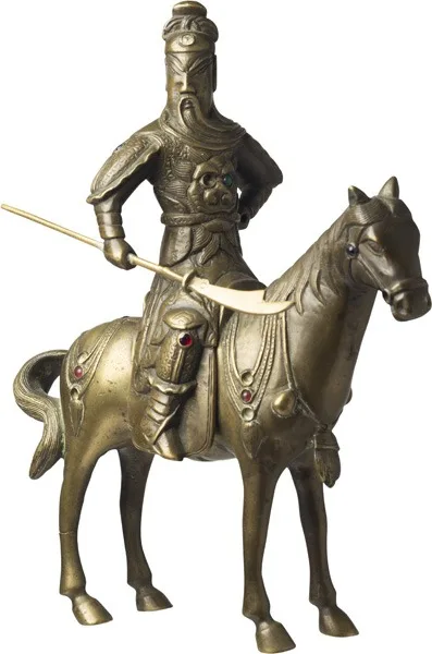 Chinese Late Qing Bronze Mounted Figure of Guan Yu