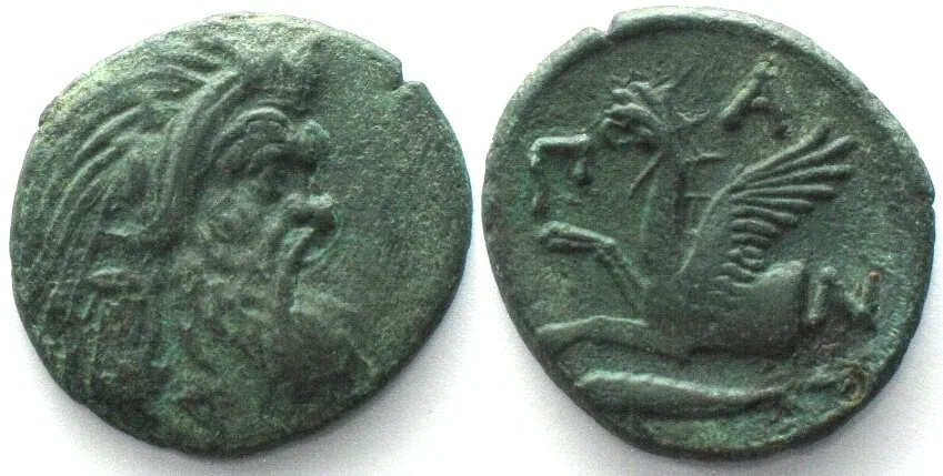 310-303 CIMMERIAN BOSPOROS. Pantikapaion, AE 22mm 310-303 BC, Pan / griffin sturgeon AU!