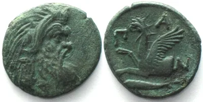 310-303 CIMMERIAN BOSPOROS. Pantikapaion, AE 22mm 310-303 BC, Pan / griffin sturgeon AU!