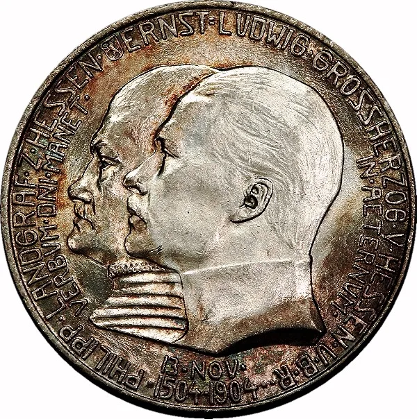 German States, Hesse-Darmstadt, Philip the Magnanimous, 1904, 2 Mark, CH BU