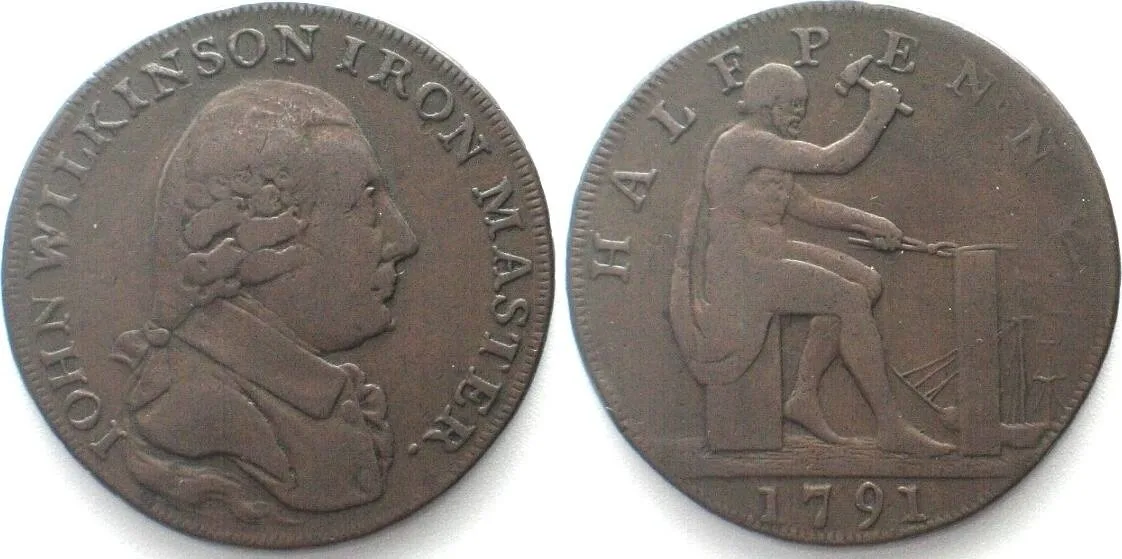 1791 WARWICKSHIRE 1791 WILKINSON Halfpenny copper VF+