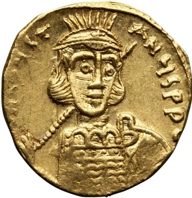 Constantine IV, with Heraclius and Tiberius. Solidus