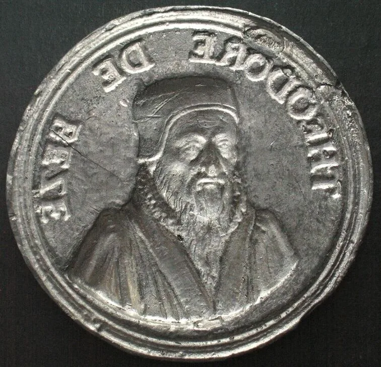1730 THEODORE DE BEZE Medal ca.1605, tin mold negative of the obv. RARE!!! UNC-