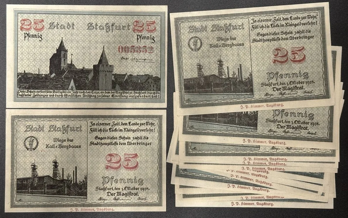 1918 GERMANY. Notgeld. STASSFURT 14 x 25 Pfennig 1918 UNC-