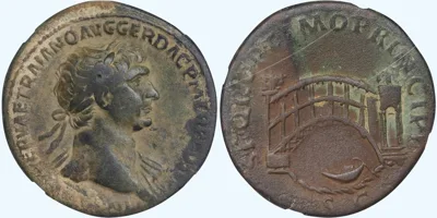 Trajan Sestertius - Trajan's Bridge