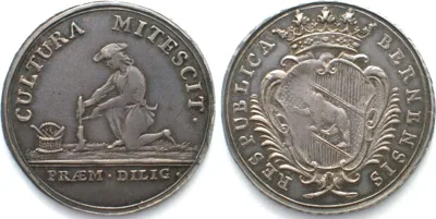 1725 Swiss BERN 7-1/2 Batzen after 1725 SCHOOL PRIZE silver XF! EF