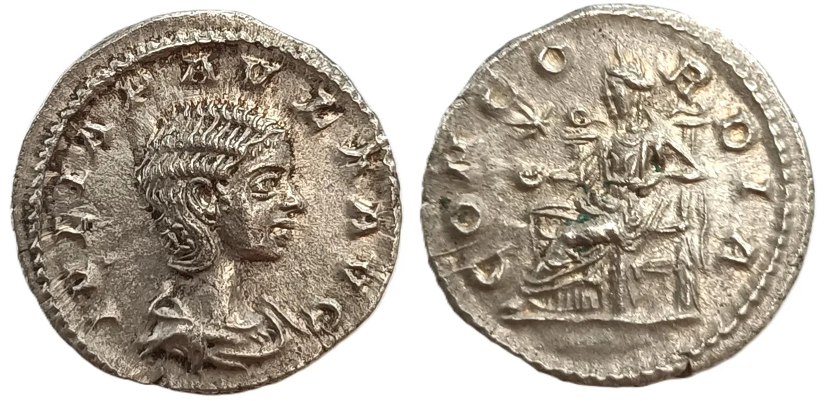 Julia Paula AR Denarius. Rome, AD 219-220.