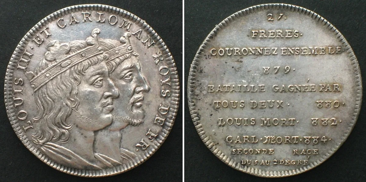 1820 LOUIS III & CARLOMAN Silver Medal about 1820, by Thomas Bernard, Prooflike