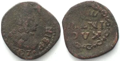 1707 Italy MILAN Quattrino 1707 CHARLES III of AUSTRIA copper VF+