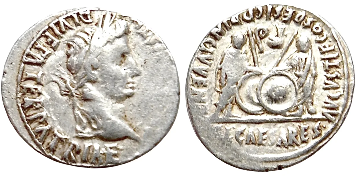 Roman Imperial. Augustus, 27 BC-AD 14. AR Denarius (3.75 g). Lugdunum (Lyon), 2 BC-AD 4.