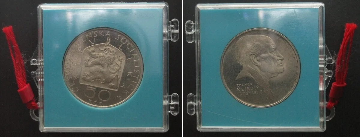1978 CZECHOSLOVAKIA 50 Korun 1978 ZDENEK NEJEDLY silver Proof, orig. sealed Proof