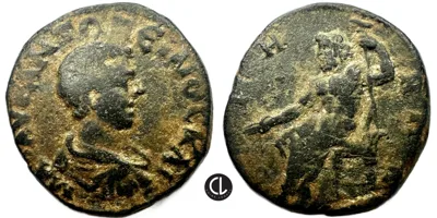 Psidia, Baris, Caracalla, AE Tetrassarion, 198-217 AD – Zeus – RRRRR