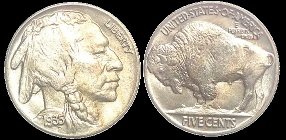 UNITED STATES, 1935. Buffalo Nickel. Gem BU. Full Strick, Toned