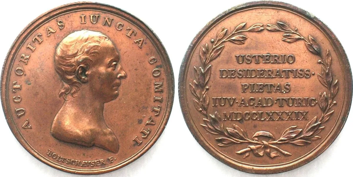 1789 Swiss ZURICH AE Medaille 1789 protestant Theologian LEONHARD USTERI 42mm AU
