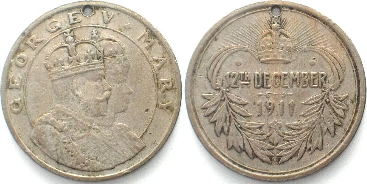 1911 BRITISH INDIA. George V and Mary Coronation Durbar Medal 1911, Cu-Ni, VF+