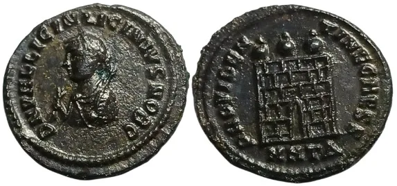Licinius II, as Caesar 317-324 AD, BI 20mm 2.67gm Nummus. Heraclea mint Rare, EF