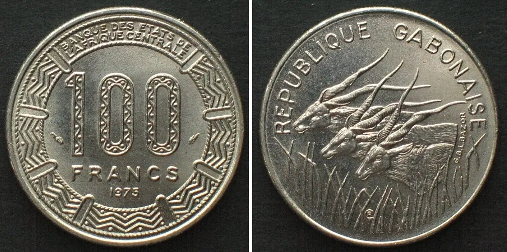 1975 GABON 100 Francs 1975 nickel UNC!!!