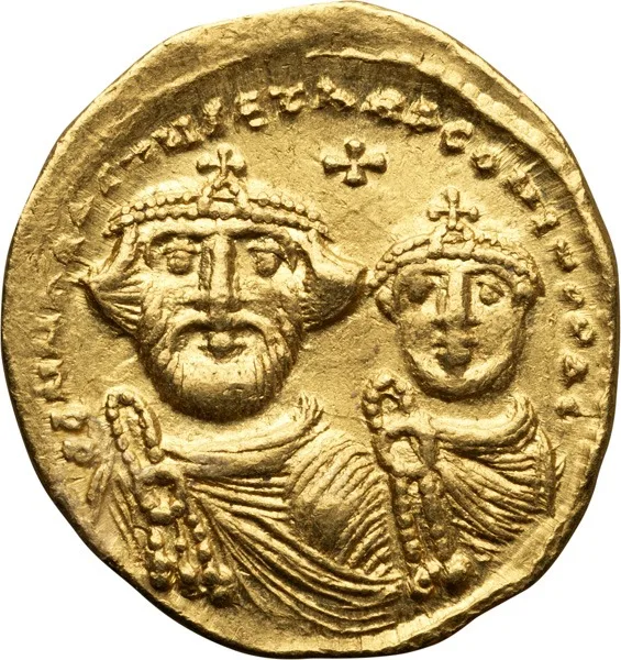 Heraclius, with Heraclius Constantine. Solidus