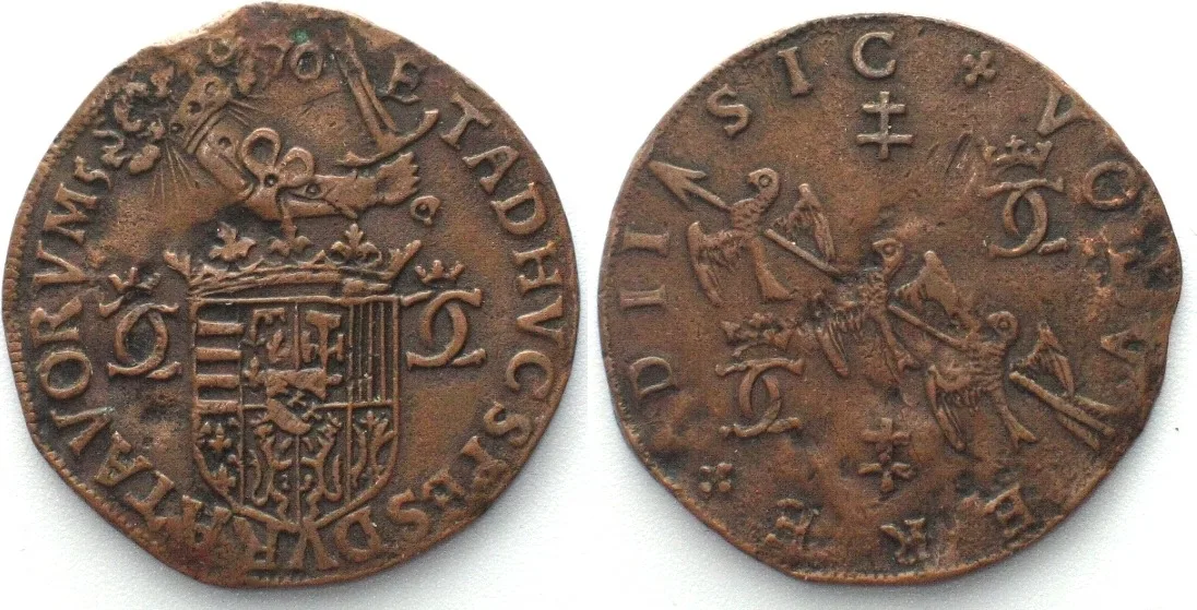 1570 France LORRAINE - CHARLES III THE GREAT DUKE Jeton 1570, copper, VF-XF VF-EF
