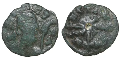AXUM. Wazena (WZN), circa 610-630. Bronze Gilt on reverse. VF+