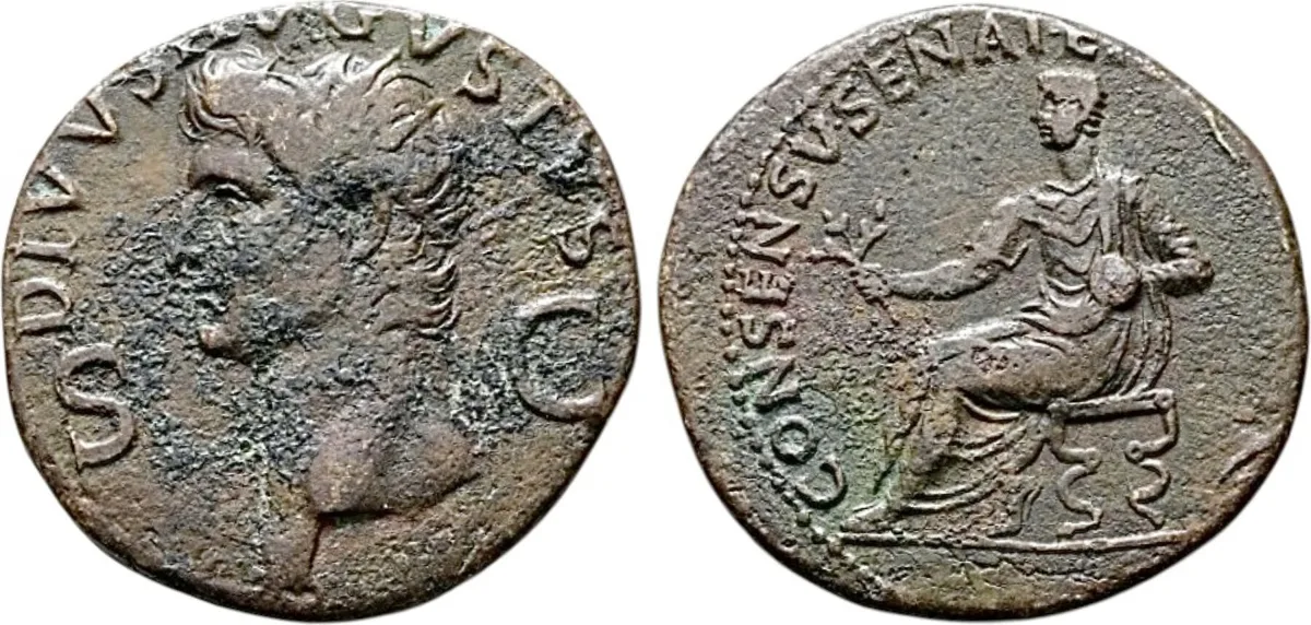The Roman Imperial. Divus Augustus (died AD 14). Æ Dupondius (12.33gr). Rome
