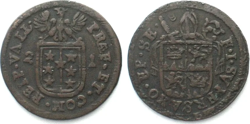 1721 VALAIS Bishopric SITTEN 1/2 Batzen 1721 FRANZ JOSEPH SUPERSAXO billon VF-XF VF-EF