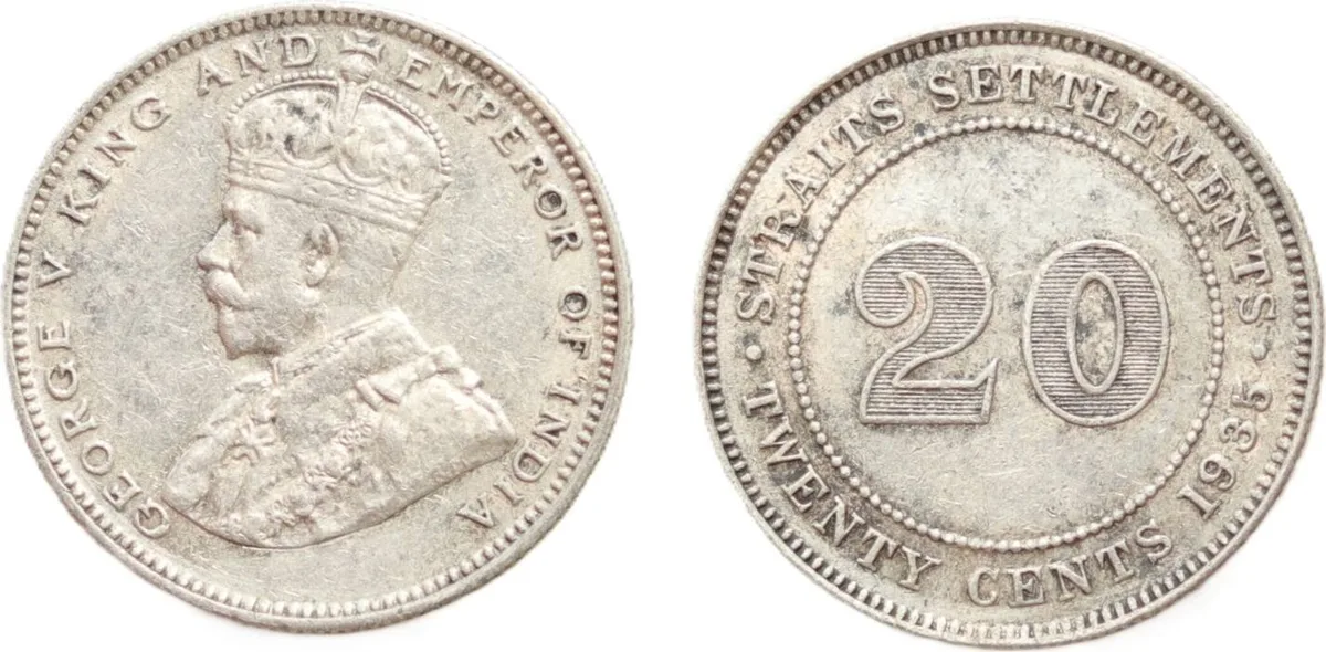 STRAITS SETTLEMENTS. 20 Cents, 1935. London Mint.
