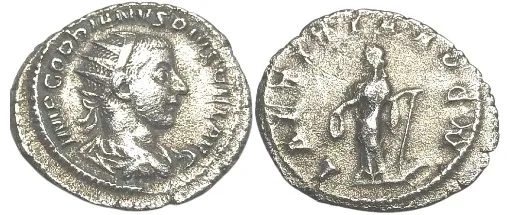 Gordian III. 238-244 AD, AR 22mm, 4.62g Antoninianus, Rome mint. Very Fine.
