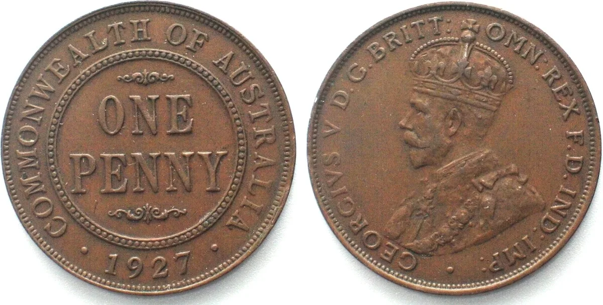 1927 AUSTRALIA. Penny 1927, George V, bronze, AU!