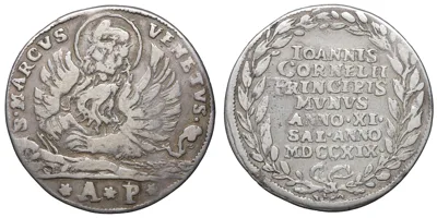 ITALY. Venice. Giovanni Cornaro II (1709-1722). Osella (1719/XI). Rare. XF