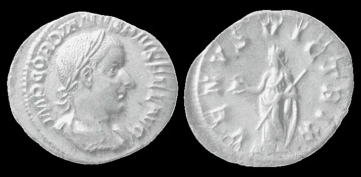 ROMAN EMPIRE, Gordian III. 238-244 AD. AR Denarius Choice AU. Lightly toned
