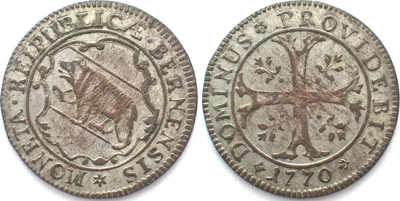 1770 Swiss Cantons BERN. 1/2 Batzen 1770 billon AU!