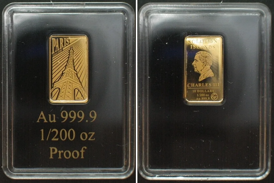 2024 SOLOMON ISLANDS. 10 Dollars 2024 Tour Eiffel PARIS gold 1/200 oz Proof