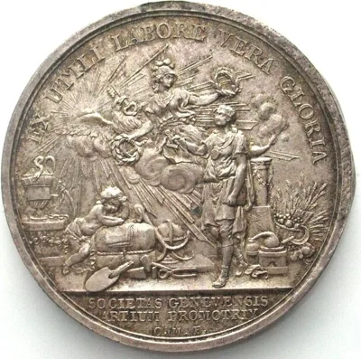 1791 GENEVA Pattern for the Medal 1791 by C. H. Motta, silvered bronze / lead, 54mm AU