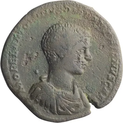Diadumenian as Caesar. Sestertius