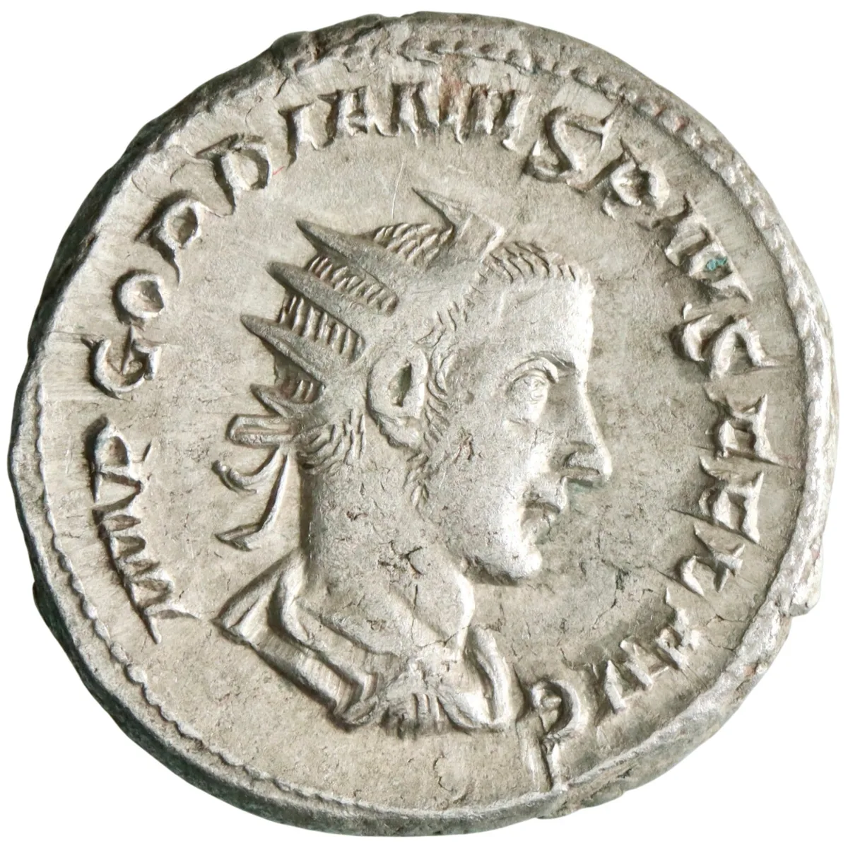 Roman: Gordian III (238-244), silver antoninianus (4.60g), Rome mint, 238-244 CE. Felicatas standing left with cauduceus and cornucopiae.